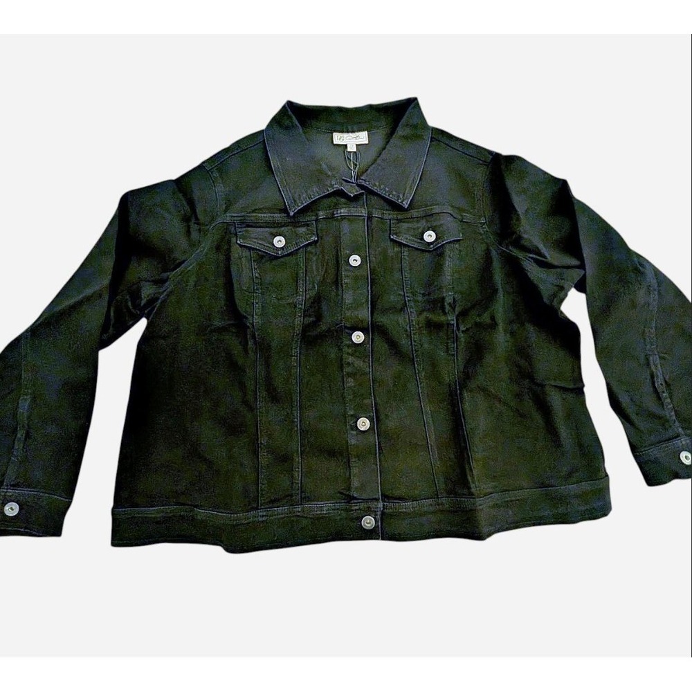 Diane Gilman DG2 Black Denim Jacket Womens 2X New With Tags Classic Layers